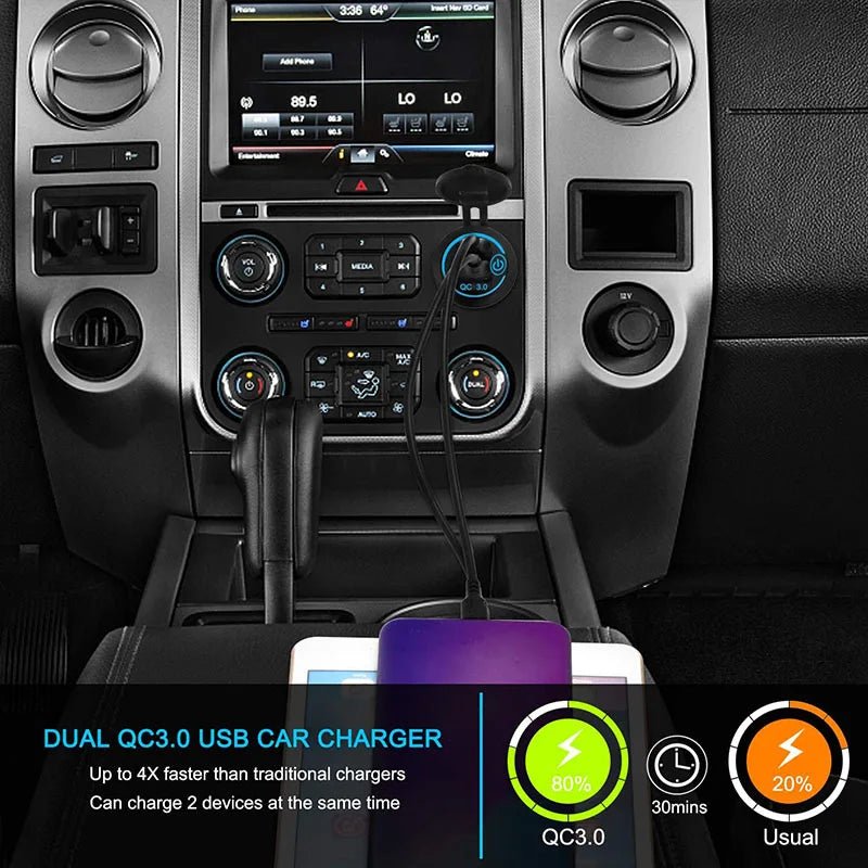 Quick Charge 3.0 Dual USB Car Charger Waterproof 12V/24V QC3.0 USB Fast Charger Socket Power Outlet with Touch Switch - Maxx accessoires auto