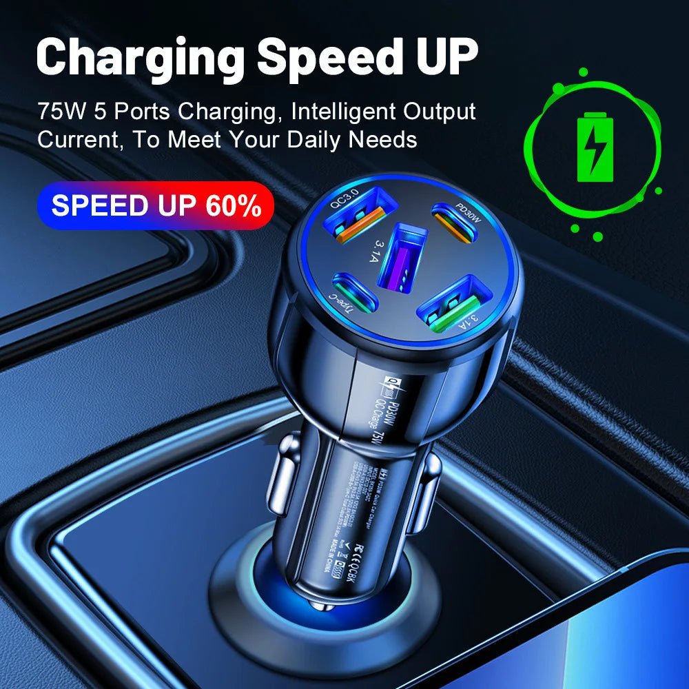 1pcs Fast Charging 5USB 3.1A Multifunctional 12V - 24V Car Charger Quick Adapter Charging QC 3.0 Car Mobile for Cell Phone - Maxx accessoires auto