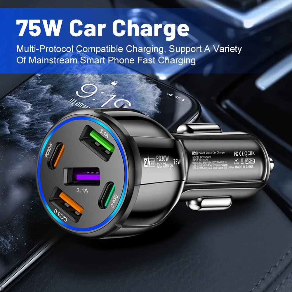 1pcs Fast Charging 5USB 3.1A Multifunctional 12V - 24V Car Charger Quick Adapter Charging QC 3.0 Car Mobile for Cell Phone - Maxx accessoires auto