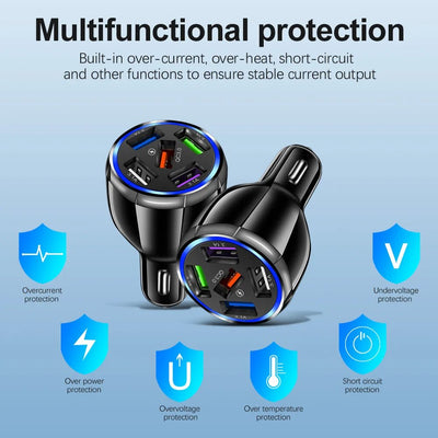 1pcs Fast Charging 5USB 3.1A Multifunctional 12V - 24V Car Charger Quick Adapter Charging QC 3.0 Car Mobile for Cell Phone - Maxx accessoires auto