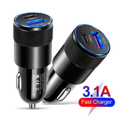 66W USB Car Charger Quick Charge 3.0 USB Type C Fast Charging Phone Adapter For Iphone Laptops Tablets - Maxx accessoires auto