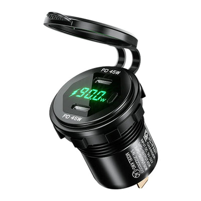 90W Quick Charge Car Charger PD Port Fast Charging Switch ON/OFF Phone Charger LED Display Power Adapter 12V 24V for Car Boat RV - Maxx accessoires auto