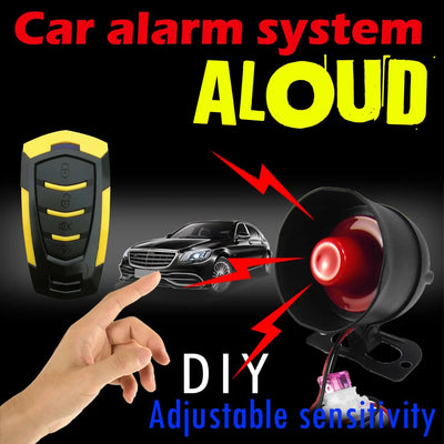 Universal Car Alarm 12V Automobile Protection System Device 7-Levels Sensitivity Vehicle Alarm System with 2 Remote Controllers