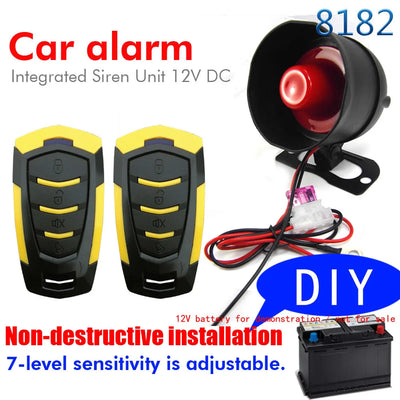 Universal Car Alarm 12V Automobile Protection System Device 7-Levels Sensitivity Vehicle Alarm System with 2 Remote Controllers