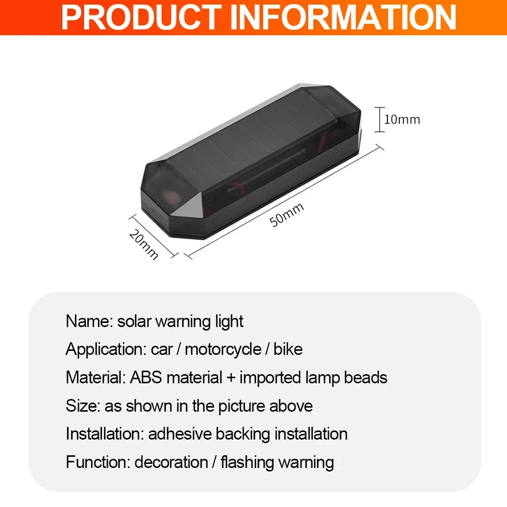 Car Mini LED Solar Power Warning Light Night Security Simulated Alarm Wireless Anti-Theft Caution Lamp Strobe Dummy Alarm Lamp