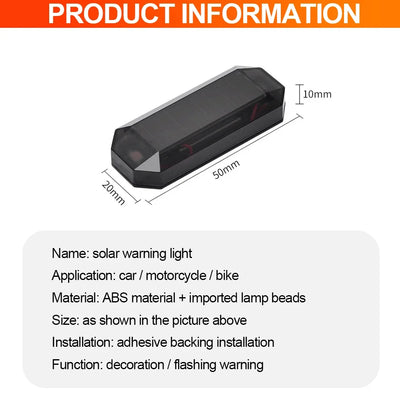 Car Mini LED Solar Power Warning Light Night Security Simulated Alarm Wireless Anti-Theft Caution Lamp Strobe Dummy Alarm Lamp
