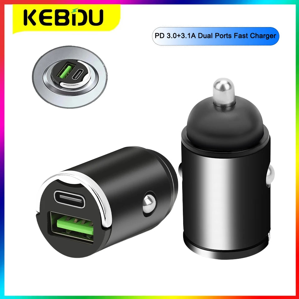 QC3.0 Mini Car Charger Dual USB Ports Quick Charge 3.1A Fast Charing Adapter 12V 24V For iPhone Xiaomi Mobile Phone