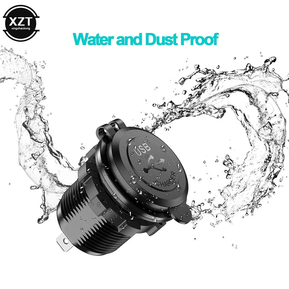 Quick Charge 3.0 Dual USB Car Charger Waterproof 12V/24V QC3.0 USB Fast Charger Socket Power Outlet with Touch Switch For Car