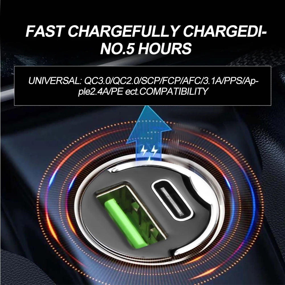QC3.0 Mini Car Charger Dual USB Ports Quick Charge 3.1A Fast Charing Adapter 12V 24V For iPhone Xiaomi Mobile Phone