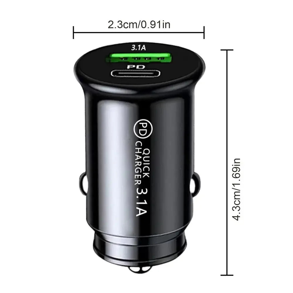 Car Charging Port Adapter AC Double-Port Car Phone Charger 3.1A Small USB Automobile Fast Charging Plug For Outdoor Driving