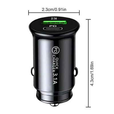 Car Charging Port Adapter AC Double-Port Car Phone Charger 3.1A Small USB Automobile Fast Charging Plug For Outdoor Driving