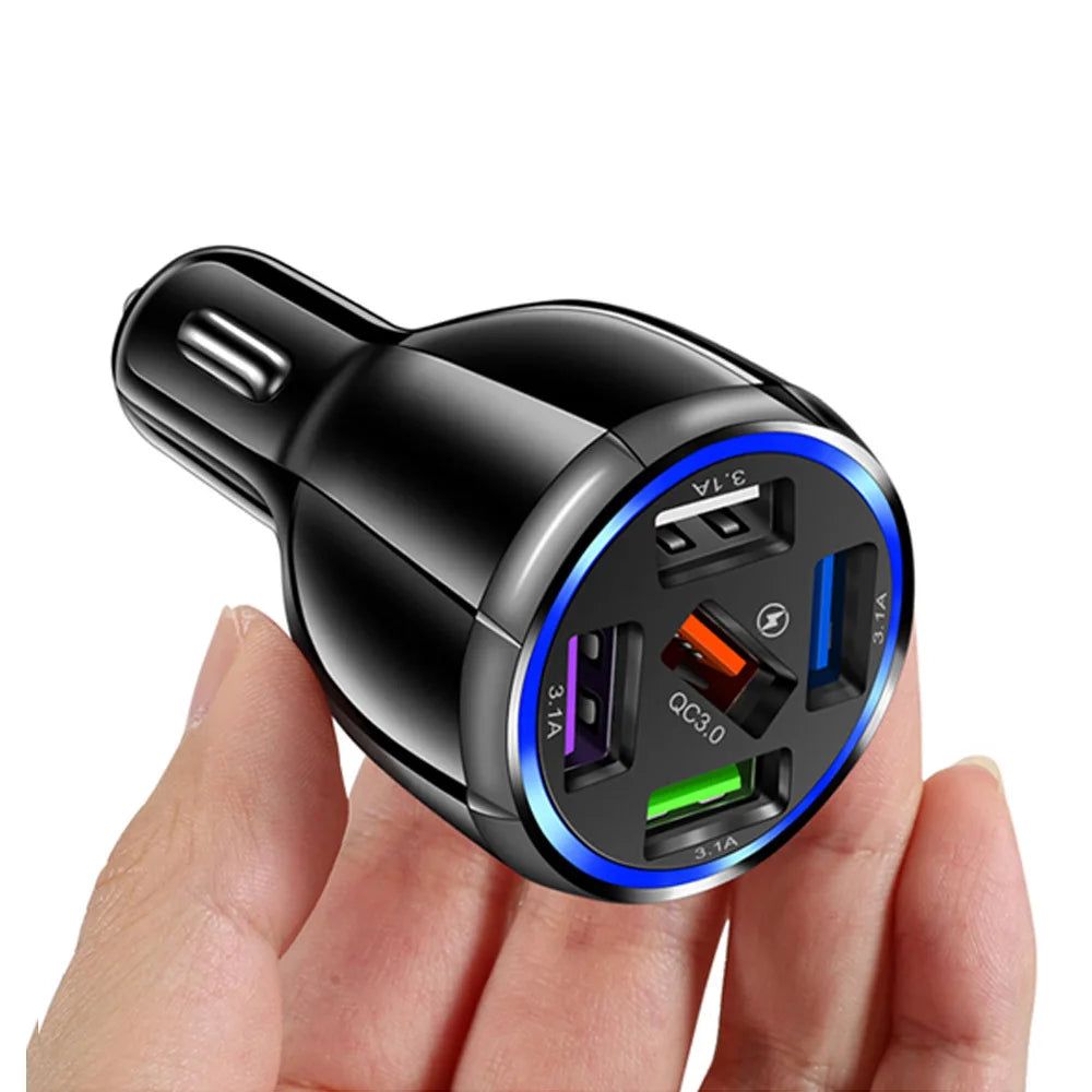 1pcs Fast Charging 5USB 3.1A Multifunctional 12V -24V Car Charger Quick Adapter Charging QC 3.0 Car Mobile for Cell Phone