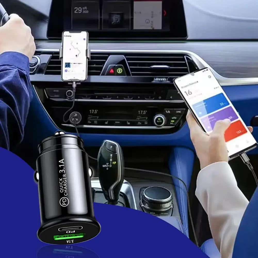 Car Charging Port Adapter AC Double-Port Car Phone Charger 3.1A Small USB Automobile Fast Charging Plug For Outdoor Driving