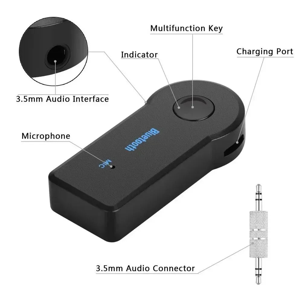 Bluetooth 5.0 Wireless Car Receiver Adapter 3.5mm Audio Bluetooth Pour Voiture MP3 FM Music Transmitter P2 Music Call Adapter