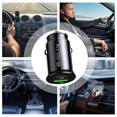 Car Charging Port Adapter AC Double-Port Car Phone Charger 3.1A Small USB Automobile Fast Charging Plug For Outdoor Driving