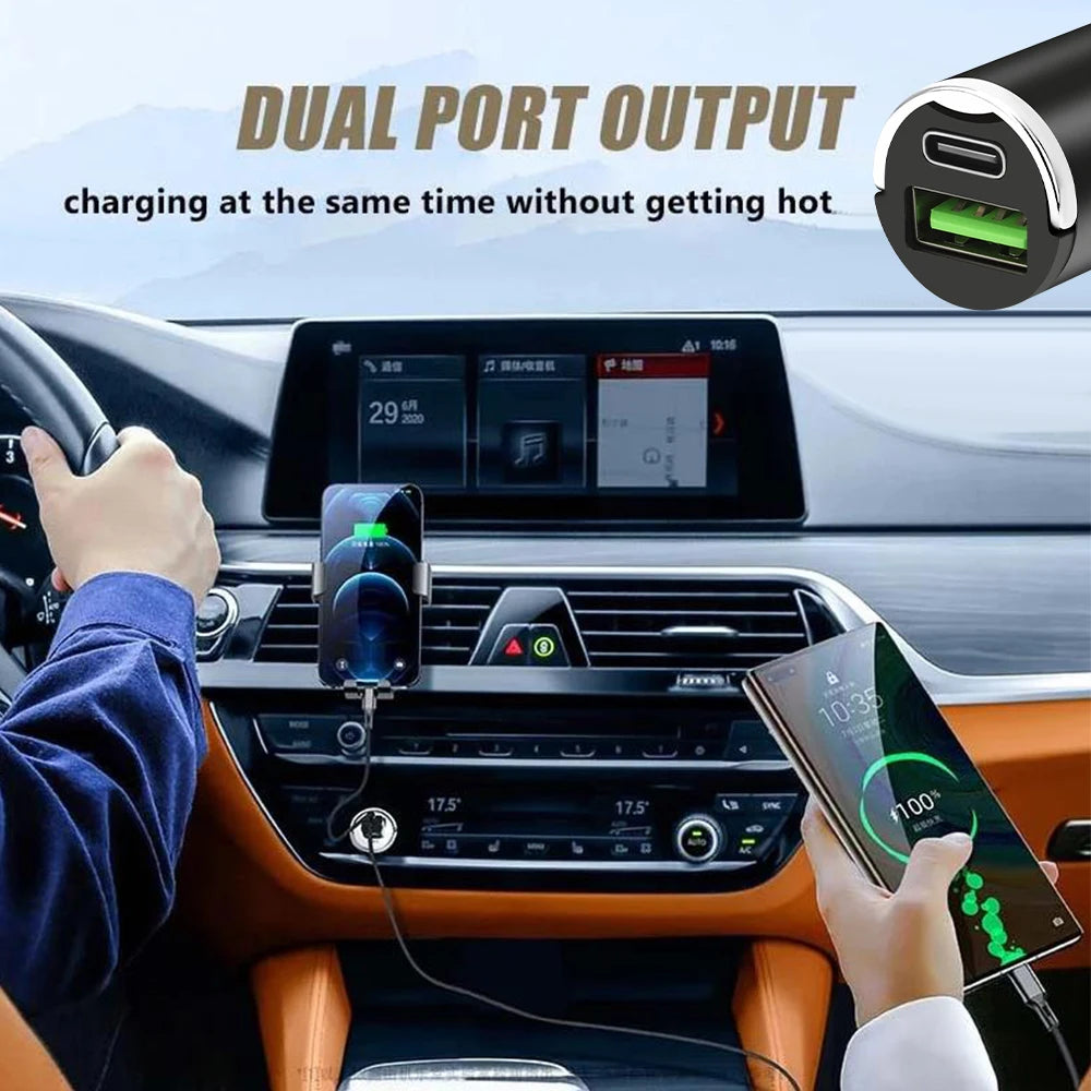 QC3.0 Mini Car Charger Dual USB Ports Quick Charge 3.1A Fast Charing Adapter 12V 24V For iPhone Xiaomi Mobile Phone