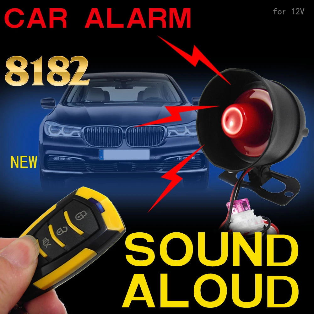 Universal Car Alarm 12V Automobile Protection System Device 7-Levels Sensitivity Vehicle Alarm System with 2 Remote Controllers