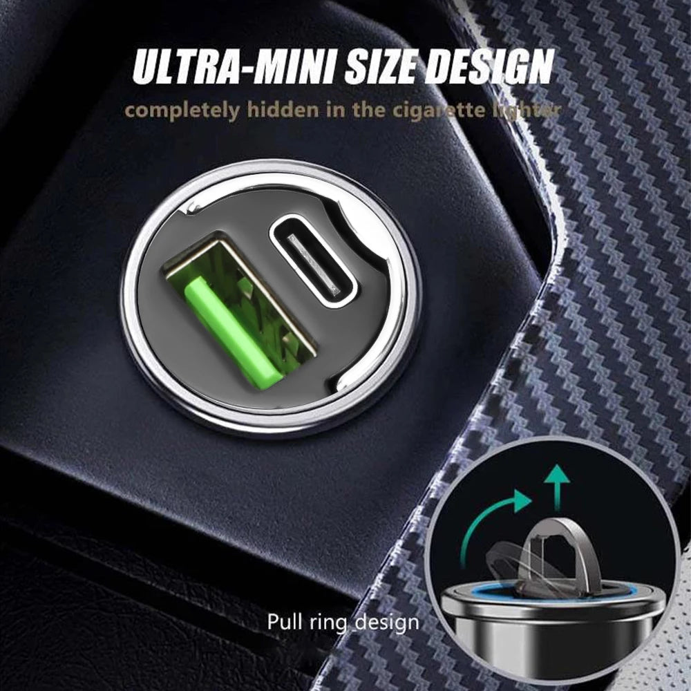 QC3.0 Mini Car Charger Dual USB Ports Quick Charge 3.1A Fast Charing Adapter 12V 24V For iPhone Xiaomi Mobile Phone