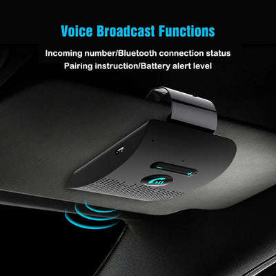 Bluetooth 5.0 Handsfree Car Kit Hifi Speaker 2W Wireless Audio Receiver MP3 Music Player Noise Cancelling Sun Visor Clip - Maxx accessoires auto