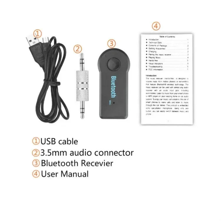 Bluetooth 5.0 Wireless Car Receiver Adapter 3.5mm Audio Bluetooth Pour Voiture MP3 FM Music Transmitter P2 Music Call Adapter - Maxx accessoires auto