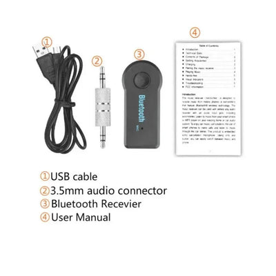 Bluetooth 5.0 Wireless Car Receiver Adapter 3.5mm Audio Bluetooth Pour Voiture MP3 FM Music Transmitter P2 Music Call Adapter - Maxx accessoires auto