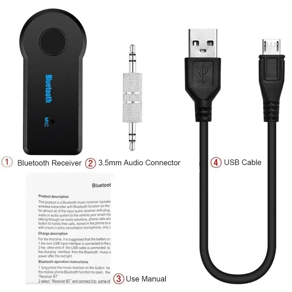 Bluetooth 5.0 Wireless Car Receiver Adapter 3.5mm Audio Bluetooth Pour Voiture MP3 FM Music Transmitter P2 Music Call Adapter - Maxx accessoires auto