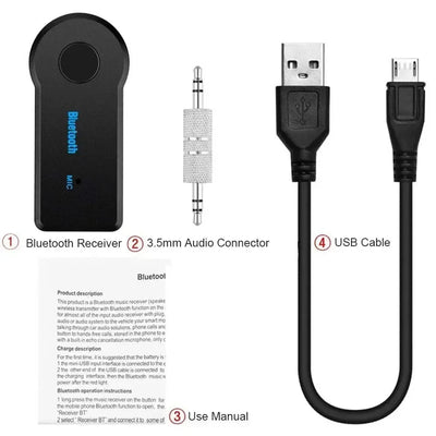 Bluetooth 5.0 Wireless Car Receiver Adapter 3.5mm Audio Bluetooth Pour Voiture MP3 FM Music Transmitter P2 Music Call Adapter - Maxx accessoires auto