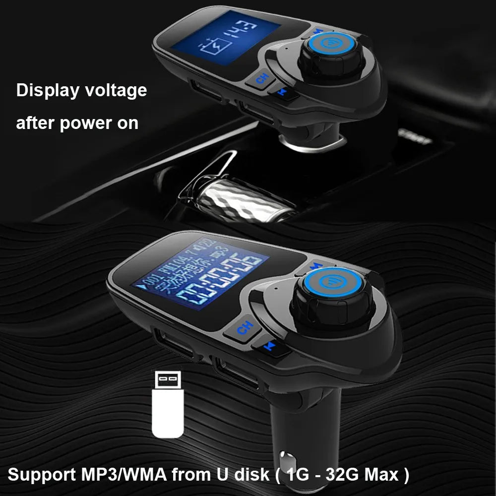 Bluetooth Wireless Car Mp3 Player Handsfree Car Kit FM Transmitter 5V 2.1A Dual USB Car Charger LCD Display Car FM Modulator - Maxx accessoires auto