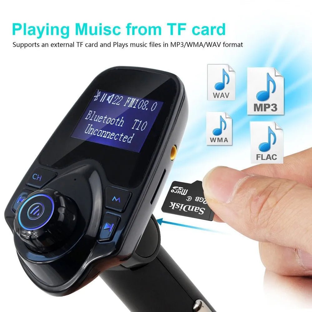 Bluetooth Wireless Car Mp3 Player Handsfree Car Kit FM Transmitter 5V 2.1A Dual USB Car Charger LCD Display Car FM Modulator - Maxx accessoires auto