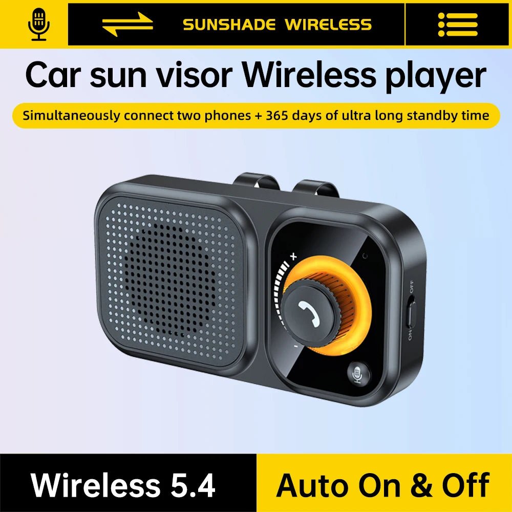 Bluetooth5.4 Car Speaker Handsfree Car Kit Sun Visor Clip Wireless Audio Receiver Noise Cancelling Speakerphone MP3 Music Player - Maxx accessoires auto