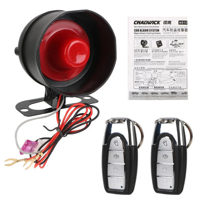 Car Alarm System 12V One Way Vehicle Burglar Alarm Security Protection & 2 Remote Control Universal Car Part Car Accessory M8115 - Maxx accessoires auto