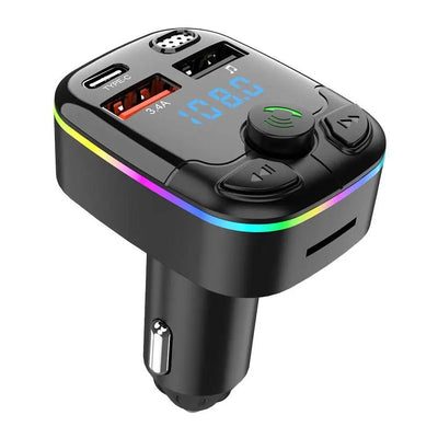 Car Bluetooth 5.0 FM Transmitter Dual USB 3.1A PD Type - C Fast Charger Colorful Ambient Light Car Accessories Player Kit 2024 - Maxx accessoires auto
