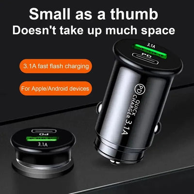 Car Charging Port Adapter AC Double - Port Car Phone Charger 3.1A Small USB Automobile Fast Charging Plug For Outdoor Driving - Maxx accessoires auto