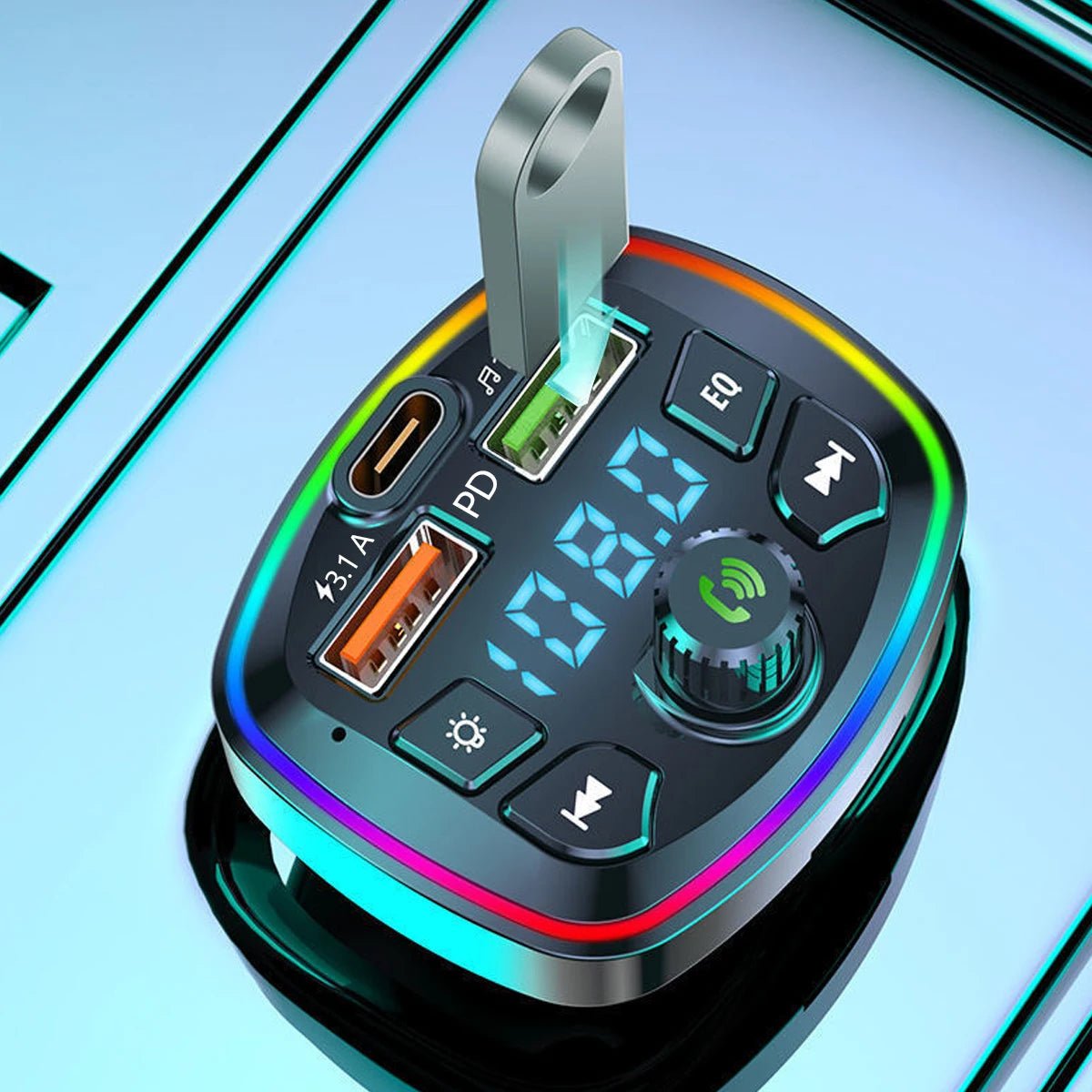 Car MP3 Player Bluetooth 5.0 FM Transmitter Handsfree Car Radio Modulator with Built - in Mic USB Quick Charge Adapter for Car - Maxx accessoires auto
