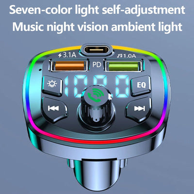 Car MP3 Player Bluetooth 5.0 FM Transmitter Handsfree Car Radio Modulator with Built - in Mic USB Quick Charge Adapter for Car - Maxx accessoires auto