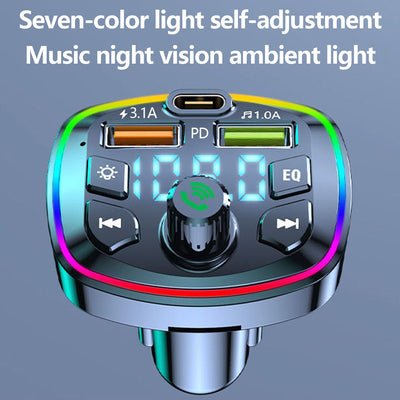 Car MP3 Player Bluetooth 5.0 FM Transmitter Handsfree Car Radio Modulator with Built - in Mic USB Quick Charge Adapter for Car - Maxx accessoires auto