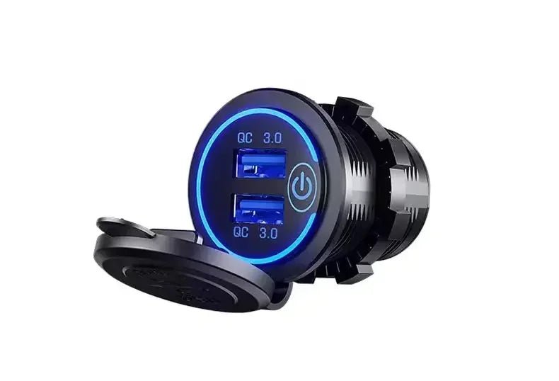 Car Quckly Charging Adapter 60W Dual QC 3.0 Dual USB Fast Car Charger Socket 12V/24V Waterproof with Switch Auto Power Outlet - Maxx accessoires auto