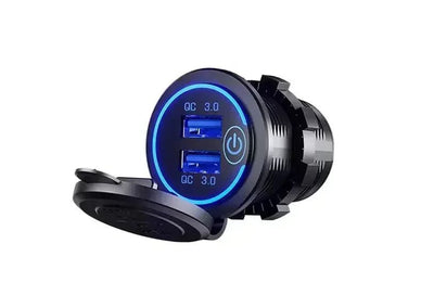 Car Quckly Charging Adapter 60W Dual QC 3.0 Dual USB Fast Car Charger Socket 12V/24V Waterproof with Switch Auto Power Outlet - Maxx accessoires auto