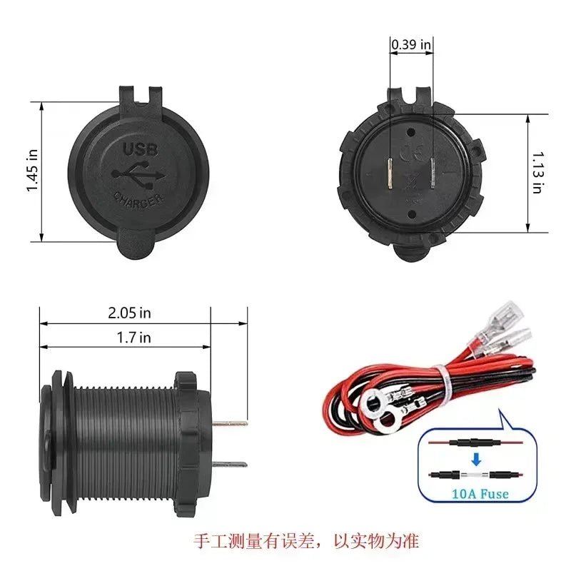Car Quckly Charging Adapter 60W Dual QC 3.0 Dual USB Fast Car Charger Socket 12V/24V Waterproof with Switch Auto Power Outlet - Maxx accessoires auto