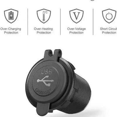 Car Quckly Charging Adapter 60W Dual QC 3.0 Dual USB Fast Car Charger Socket 12V/24V Waterproof with Switch Auto Power Outlet - Maxx accessoires auto