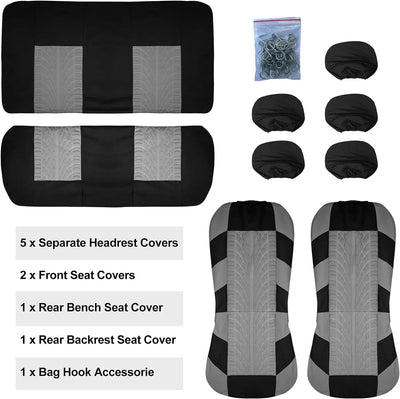 Car Seat Covers Full Set Front Split Rear Bench For Car Universal Cloth SUV Sedan Van Automotive Interior Covers - Maxx accessoires auto