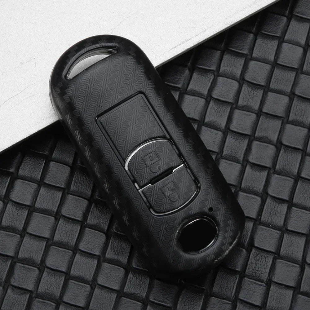 Carbon car key cover key case For Mazda 2 3 6 Axela Atenza CX - 5 CX5 CX - 3 CX - 7 CX8 CX - 9 2016 2017 2018 2/3 Buttons Auto Bag - Maxx accessoires auto