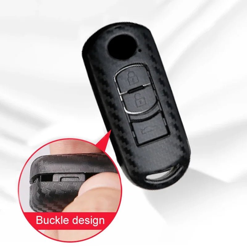 Carbon car key cover key case For Mazda 2 3 6 Axela Atenza CX - 5 CX5 CX - 3 CX - 7 CX8 CX - 9 2016 2017 2018 2/3 Buttons Auto Bag - Maxx accessoires auto