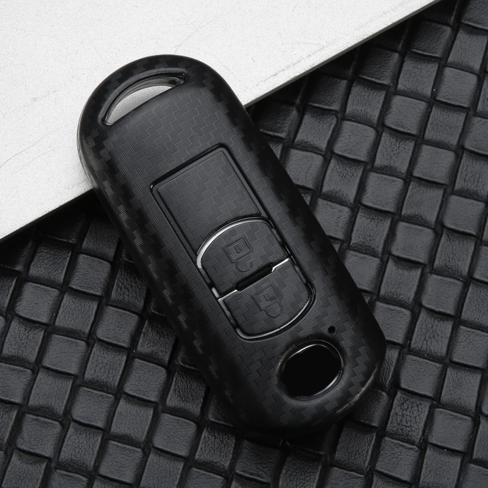 Carbon car key cover key case For Mazda 2 3 6 Axela Atenza CX - 5 CX5 CX - 3 CX - 7 CX8 CX - 9 2016 2017 2018 2/3 Buttons Auto Bag - Maxx accessoires auto