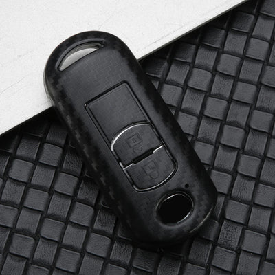 Carbon car key cover key case For Mazda 2 3 6 Axela Atenza CX - 5 CX5 CX - 3 CX - 7 CX8 CX - 9 2016 2017 2018 2/3 Buttons Auto Bag - Maxx accessoires auto