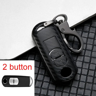 Carbon car key cover key case For Mazda 2 3 6 Axela Atenza CX - 5 CX5 CX - 3 CX - 7 CX8 CX - 9 2016 2017 2018 2/3 Buttons Auto Bag - Maxx accessoires auto