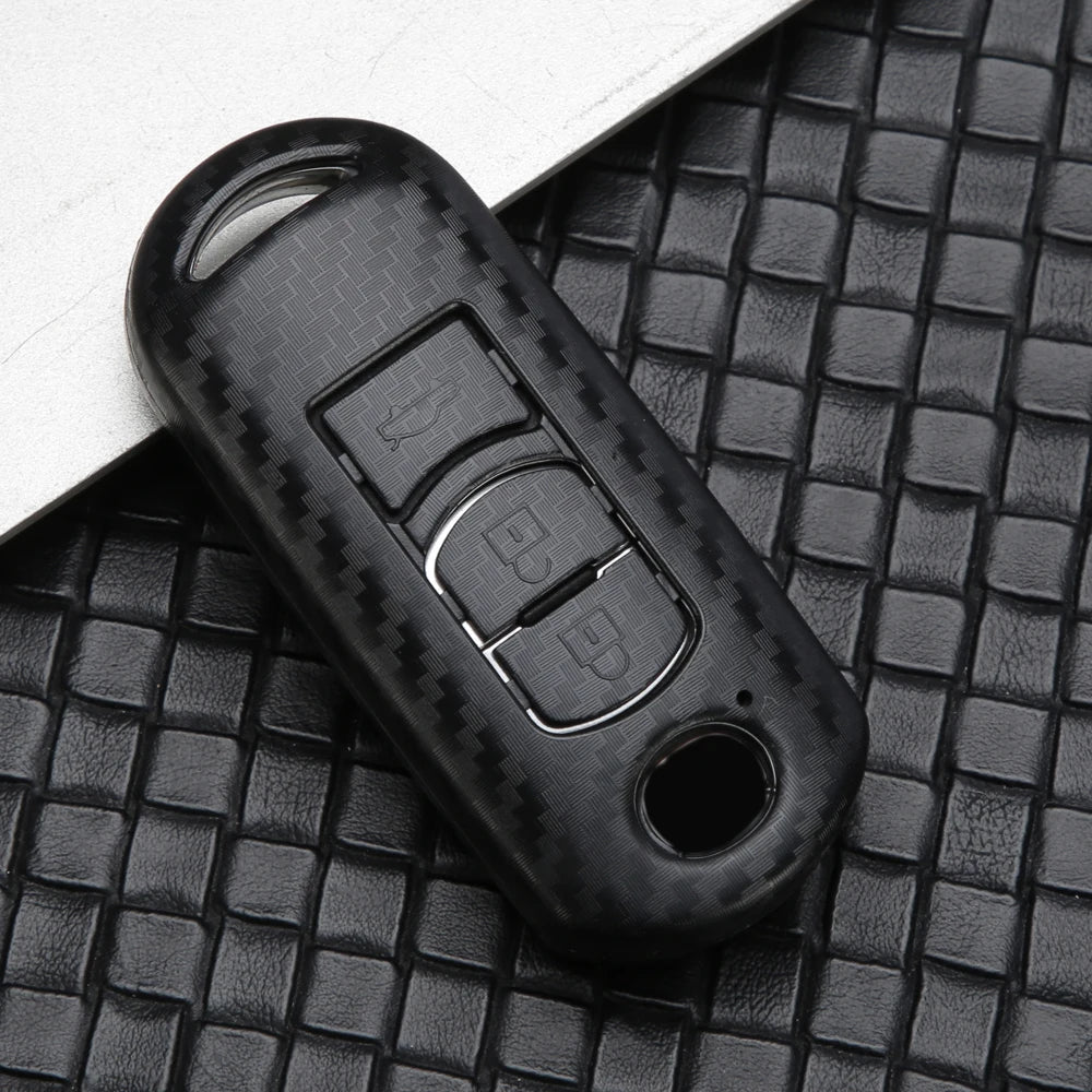 Carbon car key cover key case For Mazda 2 3 6 Axela Atenza CX - 5 CX5 CX - 3 CX - 7 CX8 CX - 9 2016 2017 2018 2/3 Buttons Auto Bag - Maxx accessoires auto