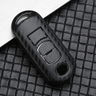 Carbon car key cover key case For Mazda 2 3 6 Axela Atenza CX - 5 CX5 CX - 3 CX - 7 CX8 CX - 9 2016 2017 2018 2/3 Buttons Auto Bag - Maxx accessoires auto