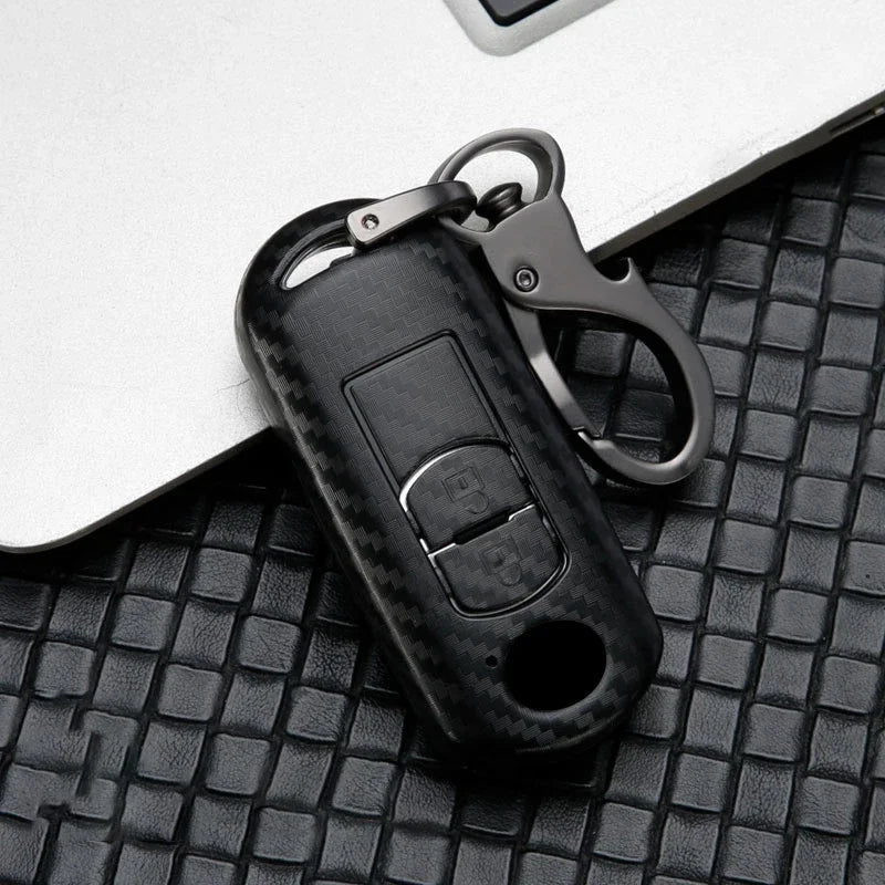 Carbon car key cover key case For Mazda 2 3 6 Axela Atenza CX - 5 CX5 CX - 3 CX - 7 CX8 CX - 9 2016 2017 2018 2/3 Buttons Auto Bag - Maxx accessoires auto