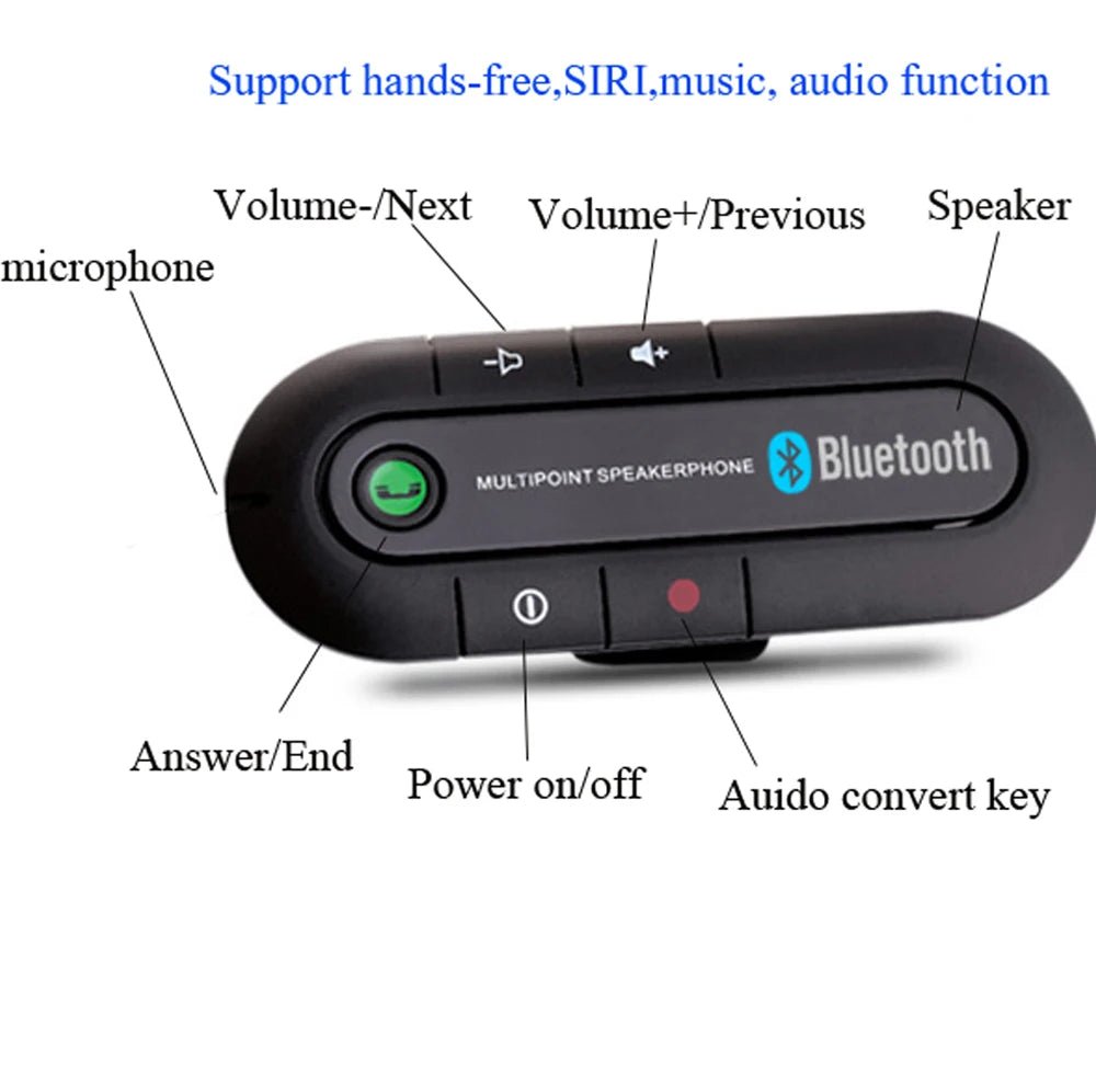 HOt Sale Wireless Handsfree Car Bluetooth Kit 4.1 Sun Visor Bluetooth Speaker Speakerphone MP3 Music Player Car Charger - Maxx accessoires auto
